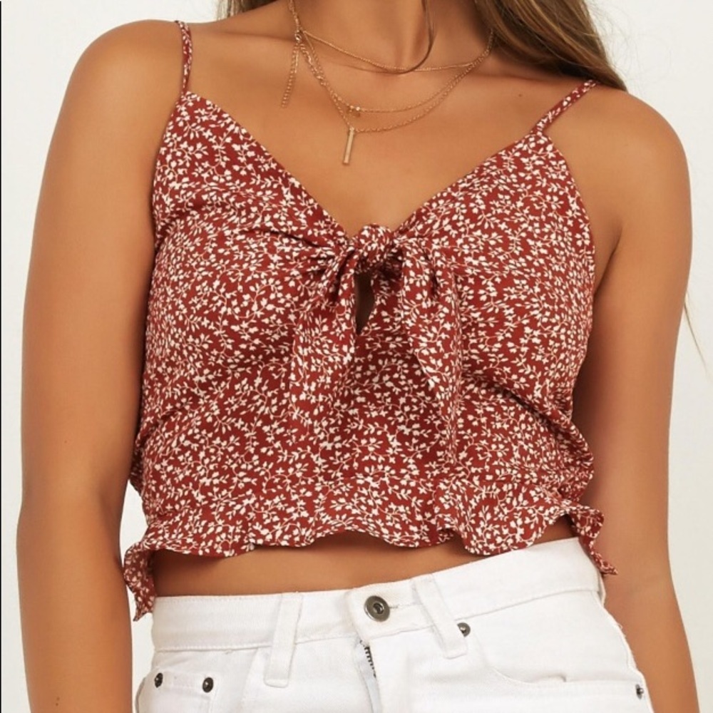 NWT Rust + white floral top